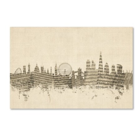 Trademark Fine Art Michael Tompsett 'London England Skyline Sheet Music' Canvas Art, 30x47 MT0816-C3047GG
